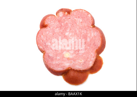 Objekt auf weißen Lebensmittel, geräucherte Wurst Stockfoto