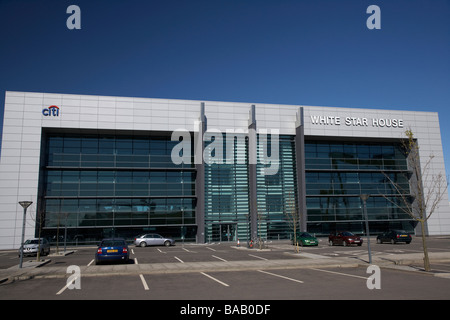 weiße Sternes Haus in Nordirland Wissenschaft Park titanic Viertel Queens island Belfast Nordirland Vereinigtes Königreich Stockfoto