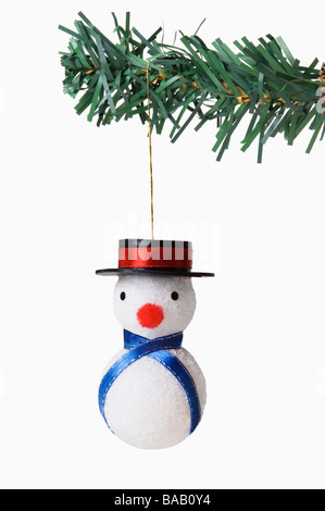 Schneemann Weihnachtsbaum hängen Stockfoto