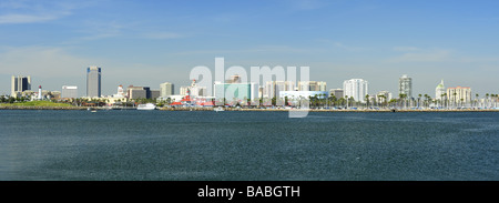 Panorama der Waterfront und City Beach, Long Beach CA Stockfoto
