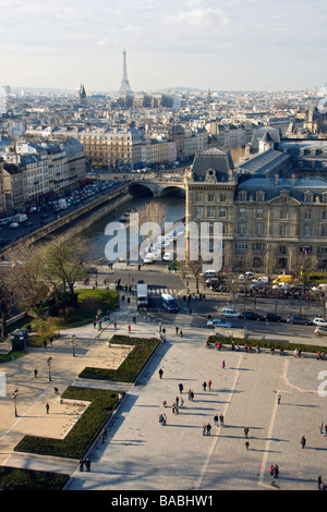 Ansicht von Paris von der Suche der Notre Dame Kathedrale Stockfoto