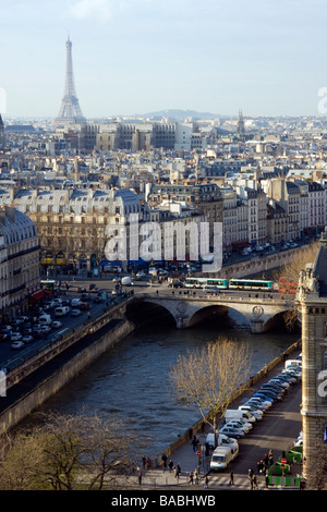 Ansicht von Paris von der Suche der Notre Dame Kathedrale Stockfoto