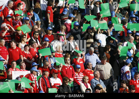 Rugby-Fans Zuschauer in Rom für die sechs Nationen match Wales gegen Italien 2009 Stockfoto