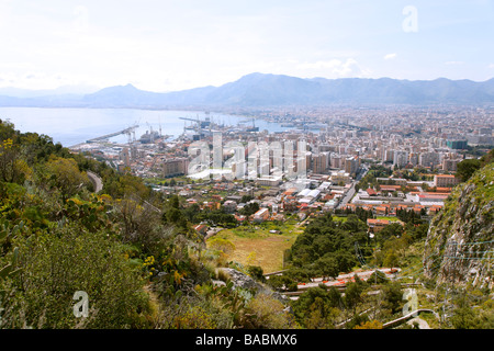 Blick auf Palermo vom Monte Pellegrino, Palermo, Sizilien, Italien Stockfoto