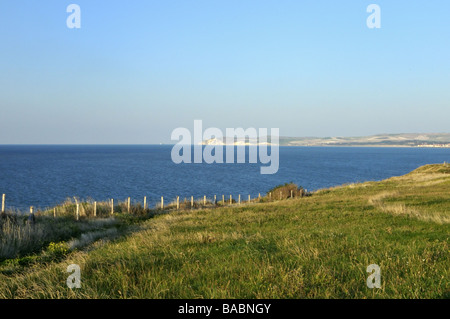 Cap Blanc Nez, zwischen Boulogne und Calais in Frankreich, mit Blick auf den Ärmelkanal. Stockfoto