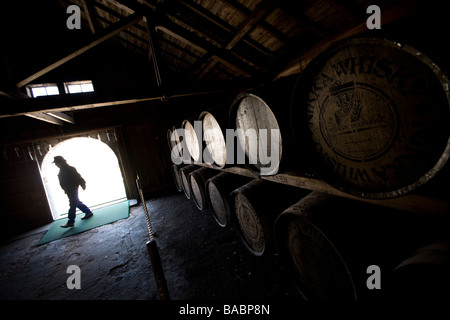 Ein Lager mit Whisky-Fässern auf Nikka Yoichi single-Malt Whisky-Destillerie in Yoichi Hokkaido Japan am Donnerstag 16. April 20 Stockfoto