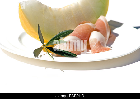 Parmaschinken mit Melone Stockfoto