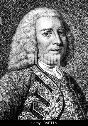 Anson, George, 23.4.1697 - 6.6.1762, britischer Admiral, Ersten Lord der Admiralität 1751-1756 und 1757-1762, Porträt, Porträt, Stahlstich von Bollinger, Jahrhundert, Artist's Urheberrecht nicht gelöscht werden Stockfoto