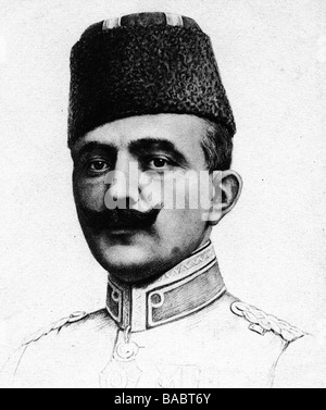 Enver, Ismail, 22.11.1881 - 4.8.1922, türkischer General, Kriegsminister 1913 - 1918, Porträt, Radierung, 1914, Stockfoto