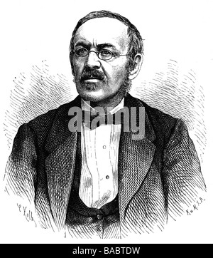 Bauernfeld, Eduard von, 13.1.1802 - 9.8.1890, österreichischer Autor/Schriftsteller, Porträt, Holzgravur von Carl Kolb, ca. um 1880, Stockfoto