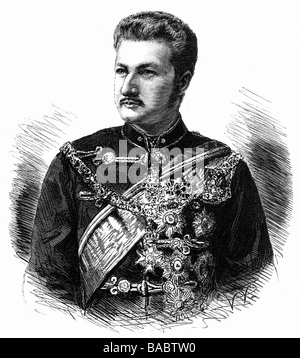 Ferdinand I., 26.2.1861 - 10.9.1948, Prinz von Bulgarien seit 29.7.1887, König 7.7.1908 - 3.10.1918, Porträt, Holzgravur, 1887, Stockfoto