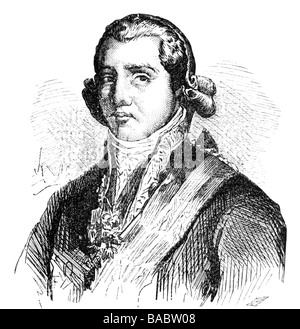 Karl IV., 11.11.1748 - 20.1.1819, König von Spanien von Vázár - 178, Porträt, Holzgravur, 19. Jahrhundert, Stockfoto