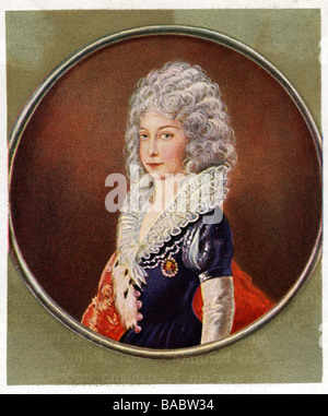 Maria Theresia, 13.5.1717 - 29.11.1780, Heilige Römische Kaisersteinbruch 13.9.1745 - 18.8.1765, Porträt, in jüngeren Tagen, Farbdruck nach zeitgenössischer Miniatur von Heinrich Friedrich Füger, 18. Jahrhundert, Stockfoto