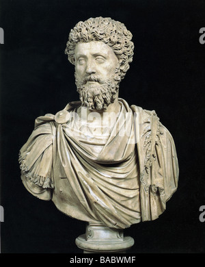 Marcus Aurelius Antoninus, 26.4.121 - 17.3.180, römischer Kaiser 8.3.161 - 17.3.180 Porträt, Büste, Marmor, Museo Capitolino, Rom, Stockfoto
