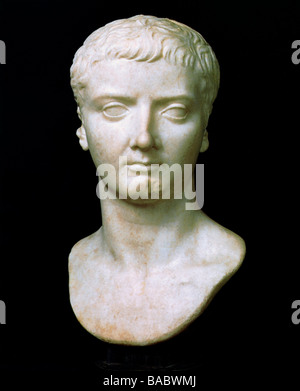Tiberius (Julius Cäsar Augustus), 16.11.42 v. Chr. - 16.3.37 n. Chr., römischer Kaiser 19.8.14 - 16.3.37, Porträt, Büste, als junger Mann, Museo Capitolino, Rom, Stockfoto