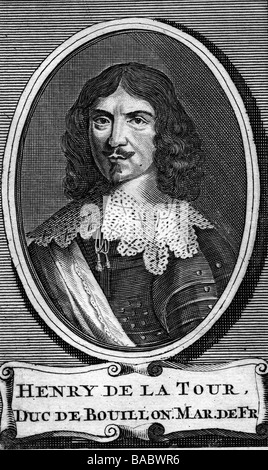 Bouillon, Henri de la Tour d'Auvergne, Herzog von, 28.9.1555 - 25.3.1623, französischer General und Diplomat, Porträt, Kupferstich, Anfang des 17. Jahrhunderts,, Artist's Urheberrecht nicht gelöscht werden Stockfoto