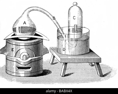 Lavoisier, Antoine Laurent, 26.8.1743 - 8.5.174, französischer Chemiker, Experiment, Luftcontainment, Holzgravur, 19. Jahrhundert, Stockfoto