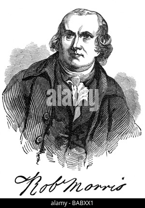 Morris, Robert 20.1.1734 - 9.5.1806, US-amerikanischer Politiker, Porträt, Holzgravur, 19. Jahrhundert, Stockfoto