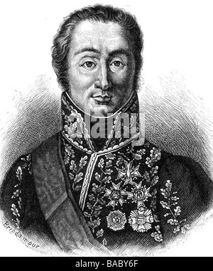 Oudinot, Nicolas Charles, 25.4.1767 - 13.9.1848, französischer General, Porträt, Holzgravur von Brendaunser, 19. Jahrhundert, Stockfoto