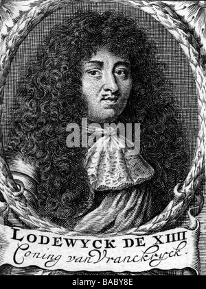 Louis XIV., 5.9.1638 - 1.9.1715, König von Frankreich 1643-1715, Porträt, Niederländische Kupferstich, 17. Jahrhundert, Artist's Urheberrecht nicht gelöscht werden Stockfoto