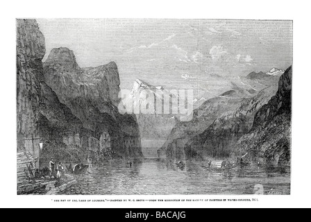 Bucht von Uri See Luzern von w C Smith 1854 gemalt Stockfoto
