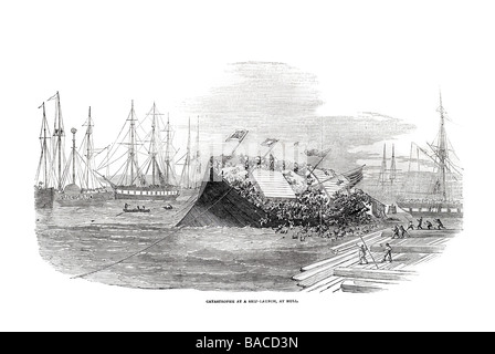 Katastrophe beim Schiff Start am Rumpf Docks Hafen Fluss Humber ausländische Handelshafen 1854 Stockfoto