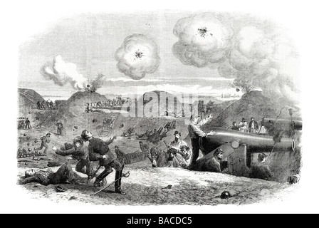 der Krieg in Amerika innen Fort Fisher in der Nähe von Wilmington während der zweite Bombardierung 1865 Stockfoto