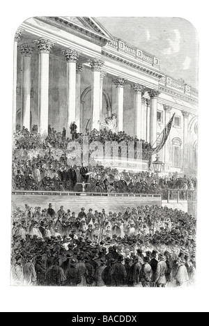 die zweiten Amtseinführung des Präsidenten Abraham Lincoln vor dem Capitol in Washington 1865 Stockfoto