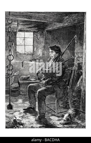 Highland Piper j Richardson Dudelsäcke Musikinstrument Aerophone Schilf konstante Reservoir der Airbag schottische große Hig-186 Stockfoto