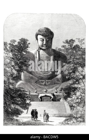 die Daiboodh oder das kolossale Bronze Bild von einem buddhistischen Idol im Tempel von Kamakura Japan 1865 Stockfoto