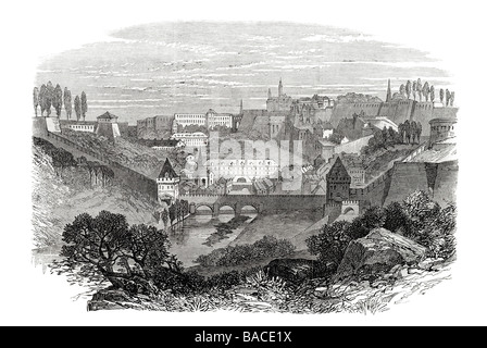 Stadt und Festung Luxemburg Ansicht aus dem Norden 1867 luxemburgischen Lëtzebuerg Luxemburg Stockfoto