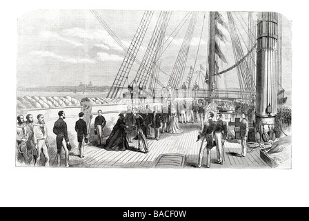 Inspektion von hms Galatea von der Königin in Osborne Bucht East Cowes 1868 Stockfoto