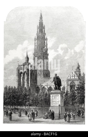 Die Place Verte Antwerpen 1868 Stockfoto