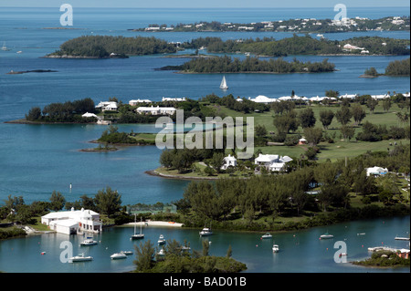 Arial Ansicht des Riddels Bay Golf und Country Club, Warwick Parish, Bermuda Stockfoto