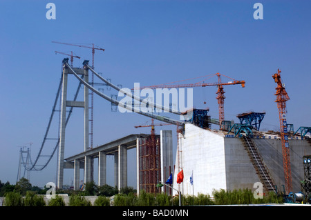 Bau der Runyang Brücke in China derzeit die längste Brücke in China Stockfoto