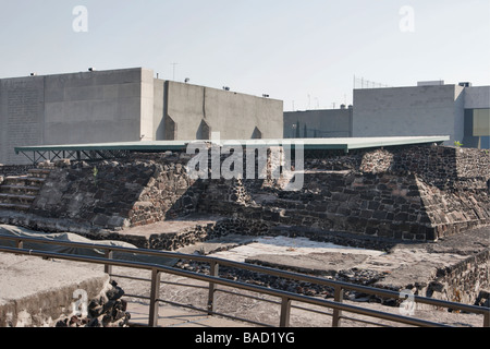 Ruinen der Templo Mayor wichtigsten Tempel der aztekischen Stadt Tenochtitlán Plaza De La Constitución Mexico City-Mexiko Stockfoto