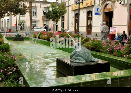 Eine schöne Aussicht auf den Plaza Hurtado de Mendoza, auch bekannt als Plaza Las Ranas, im alten und eleganten Viertel von Triana.Las Palmas Stockfoto