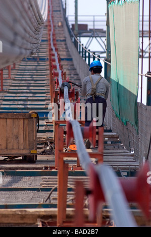 Bau der Hängebrücke Kabel an Runyang Brücke in China Stockfoto