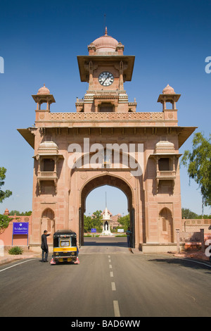 Eingang zum Lallgarh Palace Hotel, Bikaner, Rajasthan, Indien Stockfoto