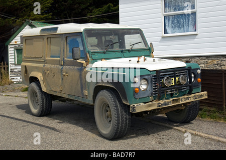 4 x 4 Landrover schlammig. Stanley, Falkland-Inseln. Stockfoto