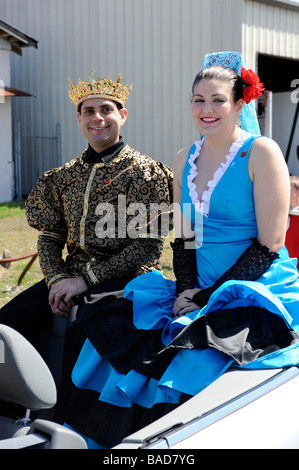 König und die Königin in Strawberry Festival Parade Plant City Florida Stockfoto