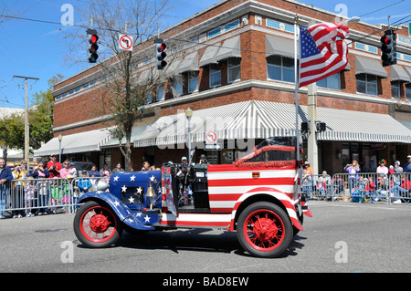 Patriotische Float in Strawberry Festival Parade Plant City Florida Stockfoto