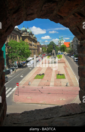 Blick auf Matejko Platz in Krakau Polen Stockfoto