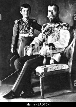 RUSSISCHE Zar NICHOLAS II mit seinem Sohn Alexis Stockfoto