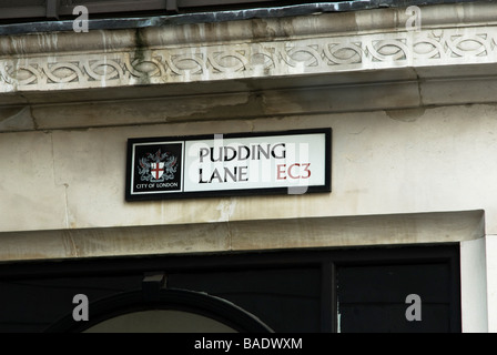 Pudding Lane Straßenschild, EC3 London Stockfoto