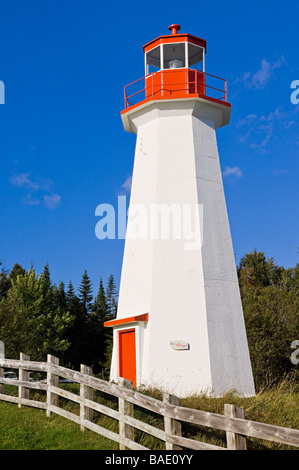 Leuchtturm von Zaun, Grande Bergeronne, Cote Nord, Quebec, Kanada Stockfoto