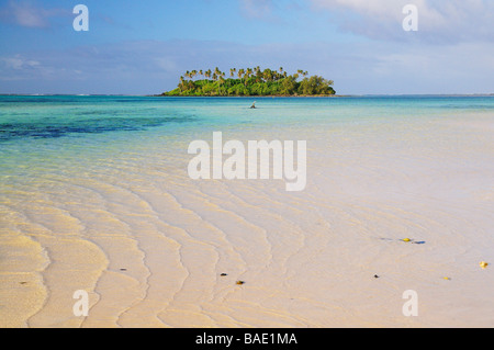 Insel und Lagune, Muri Beach, Taakoka, Rarotonga, Cook-Inseln Stockfoto