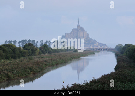 Flusses Couesnon und Mont Saint-Michel, Normandie, Frankreich Stockfoto