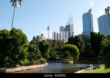 Royal Botanic Gardens und Central Business District Sydney NSW Australia Stockfoto