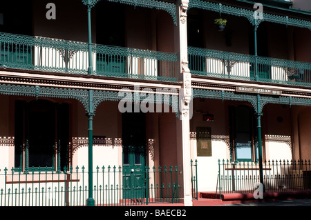 Sergeant Majors Zeile beherbergt eine Reihe von alten mit Phantasie Balkone The Rocks Sydney NSW Australia Stockfoto